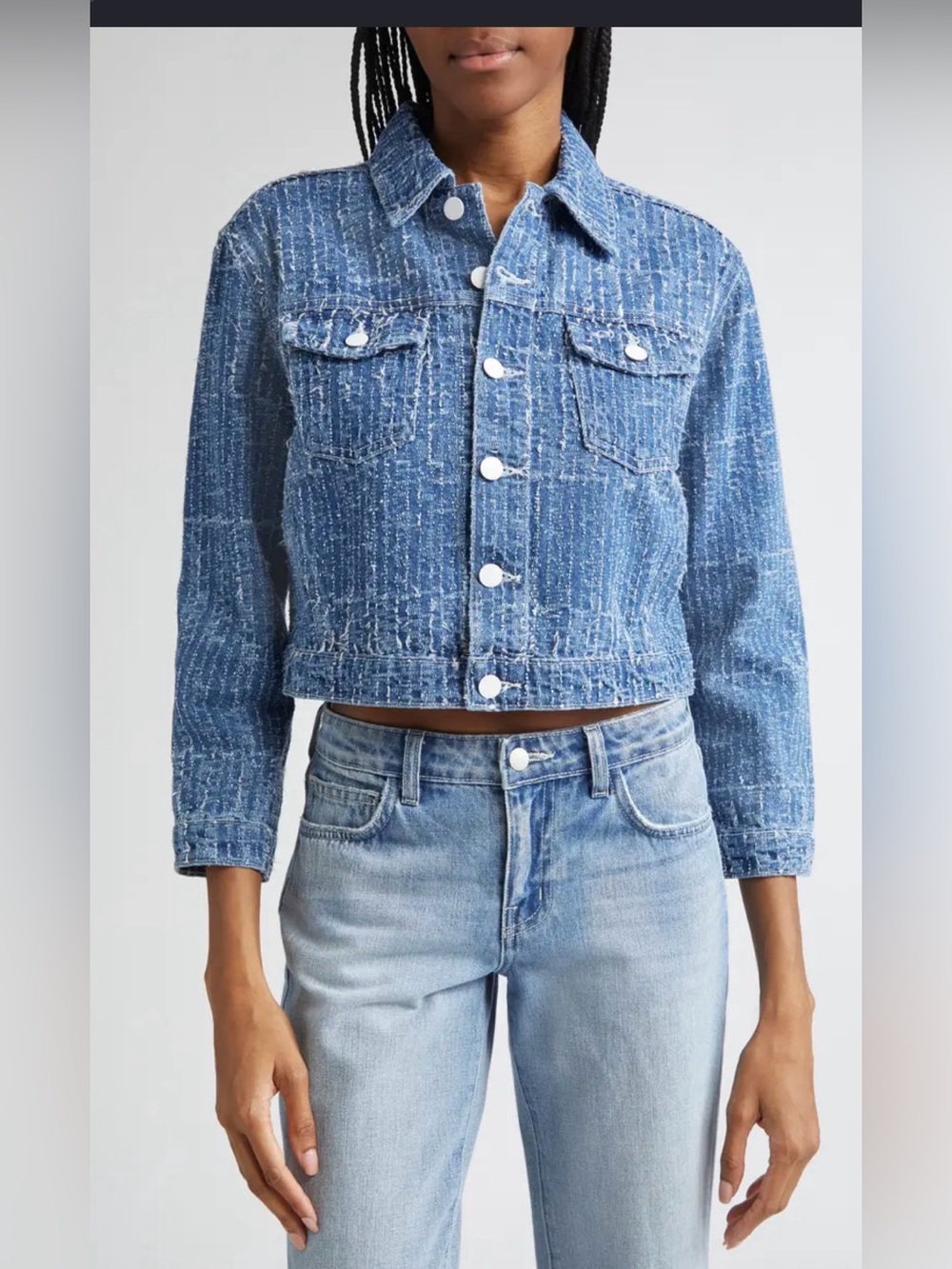 L'Agence Koda Crop Denim Jacket Women Size Large NEW